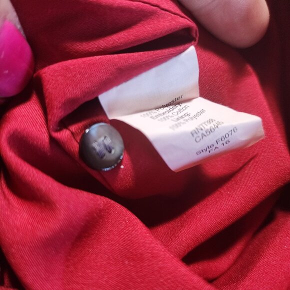 Madewell Womens Red V-Neck Dress Size 0 Embroidered Hem Polyester/Cotton - Picture 14 of 16